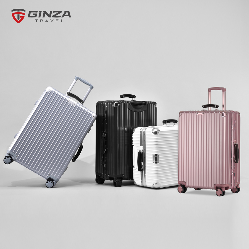 【银座】新款皮手把铝框密码锁拉杆箱万向轮 旅行箱行李箱