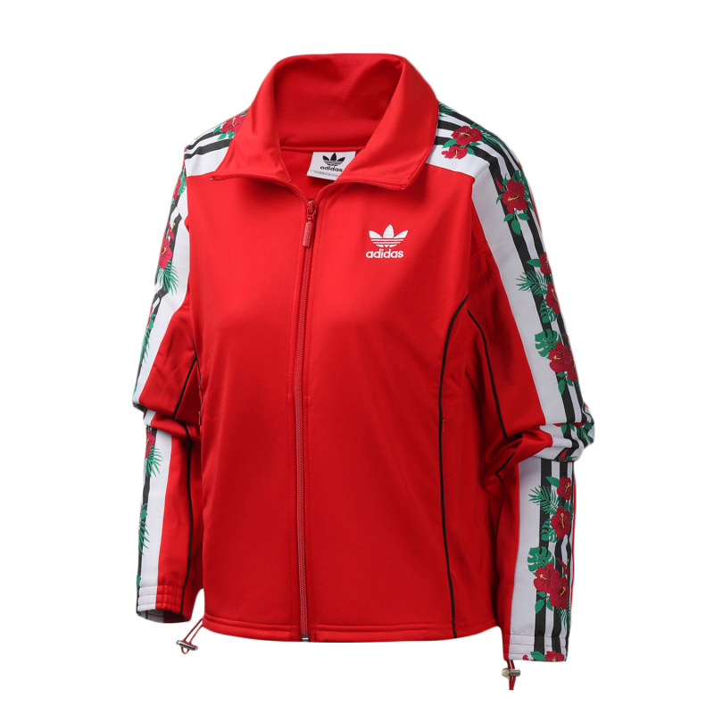 adidas阿迪达斯三叶草女装运动服印花三条纹夹克外套EH8726