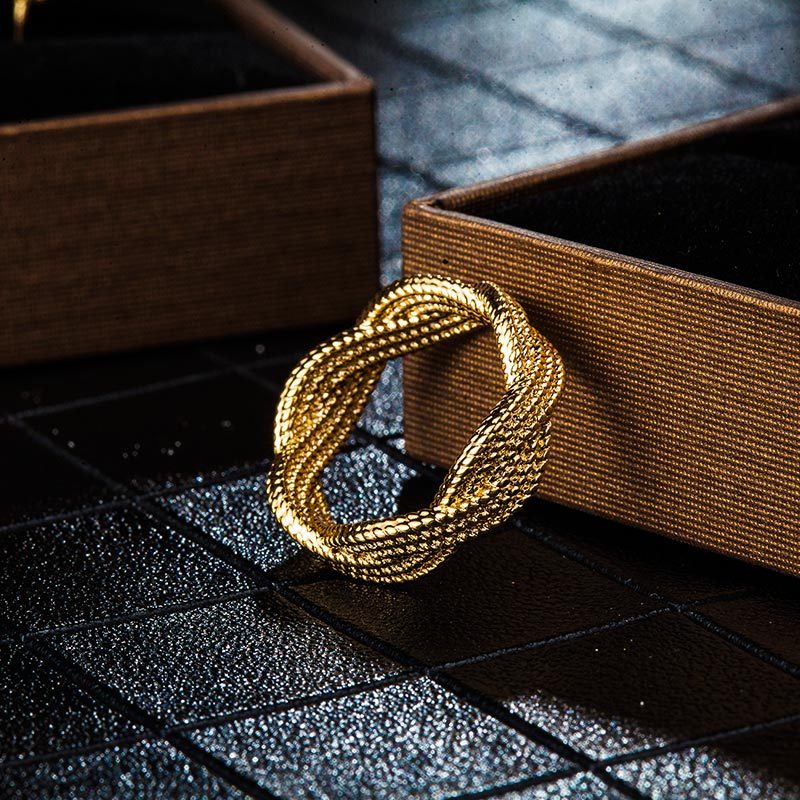 myfd戒指女18k包金知性优雅系列时尚潮流千千结指环送女友礼物myr