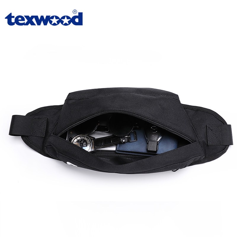 texwood 胸包男士运动斜挎包大容量韩版腰包男时尚潮流牛津布挎包户外单肩包