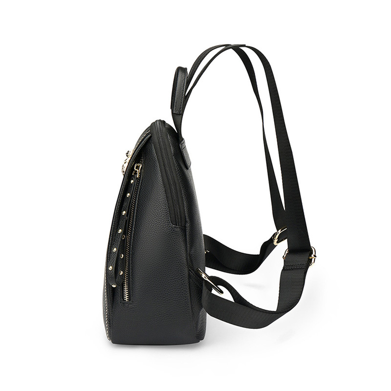 稻草人双肩包女2020新款时尚百搭真皮书包背包休闲女士肩包ins风