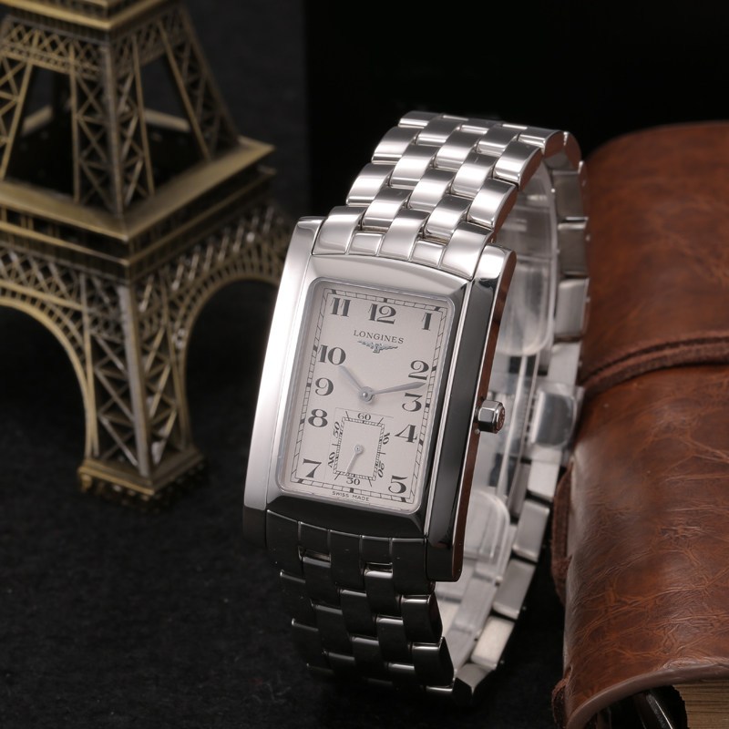 浪琴longines黛绰维纳系列钢带方形石英男士手表l56554736