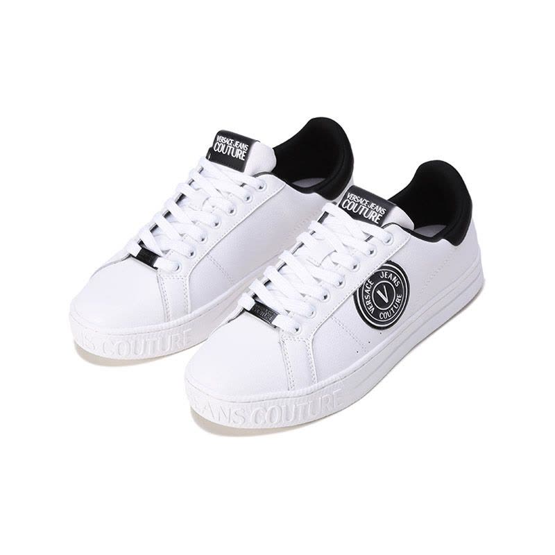 范思哲 VERSACE JEANS COUTURE 男士系带休闲运动鞋板鞋小白鞋72YA3SK1 ZP101图片