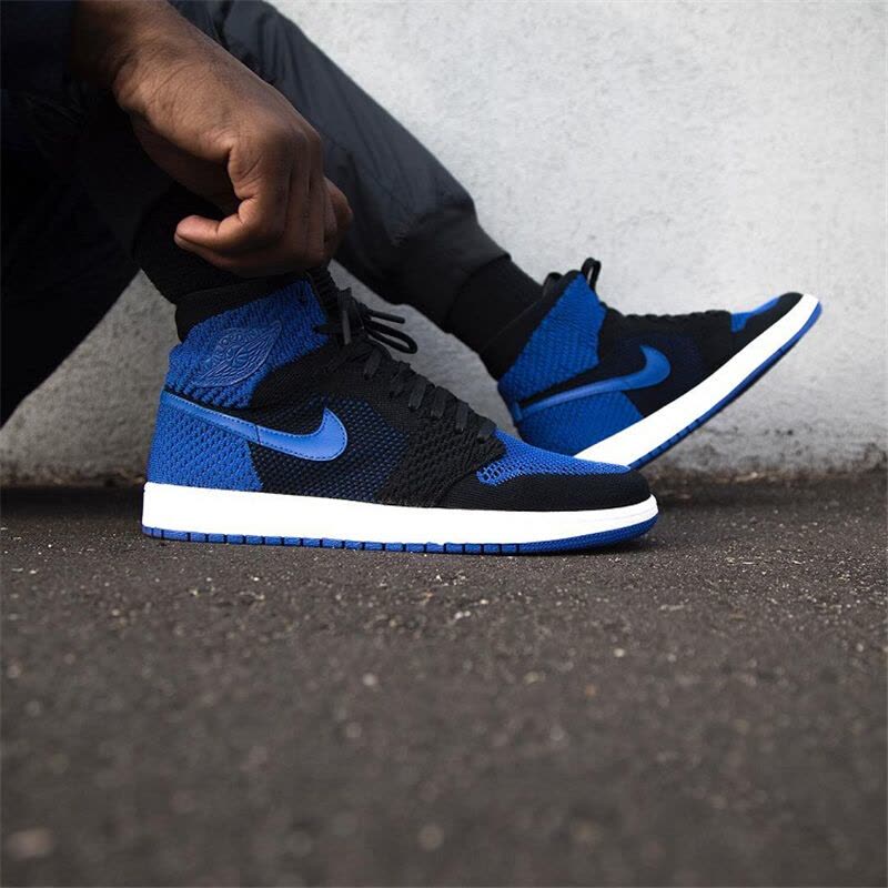 NIKE耐克AIRJORDAN1MIDAJ1黑蓝编织男子高帮篮球鞋919704-006图片