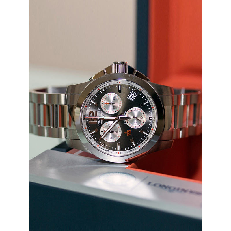 【预售款】LONGINES/浪琴 男士手表康卡斯系列时尚运动石英表防水钢带男表 L3.700.4.79.6
