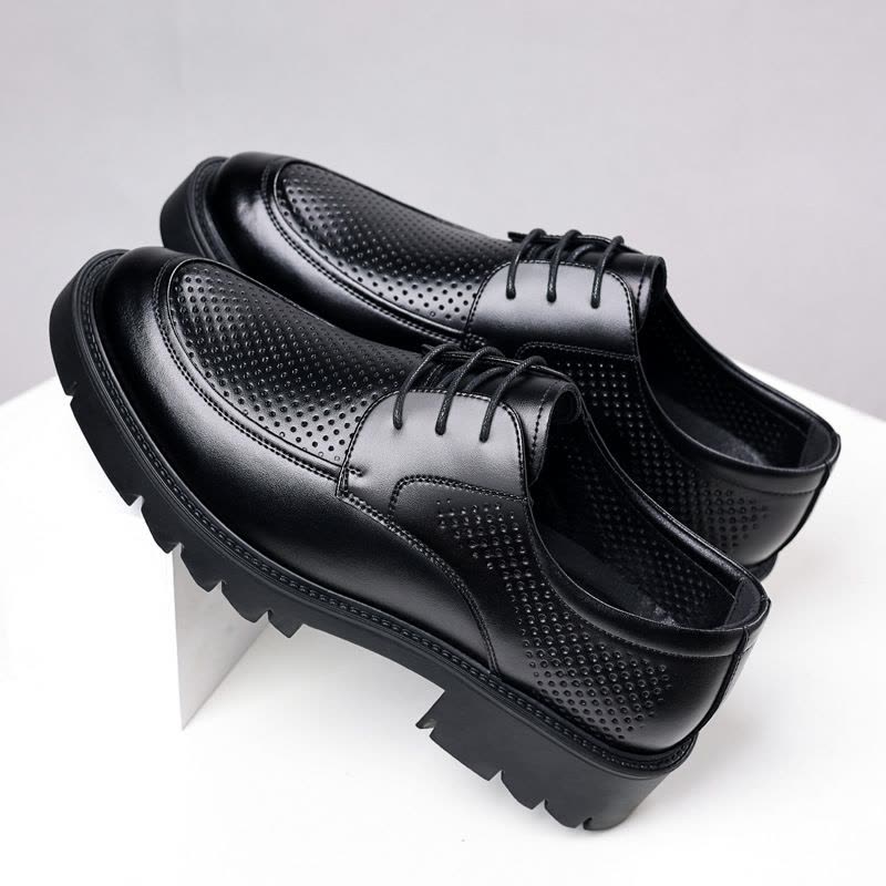 增高鞋男鞋透气镂空商务正装内增高皮鞋厚底结婚新郎鞋图片
