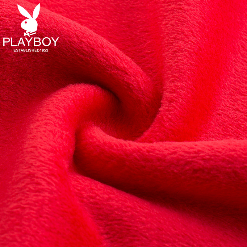 花花公子PLAYBOY男士保暖背心男冬季V领加绒加厚本命年大红结婚运动背心8712