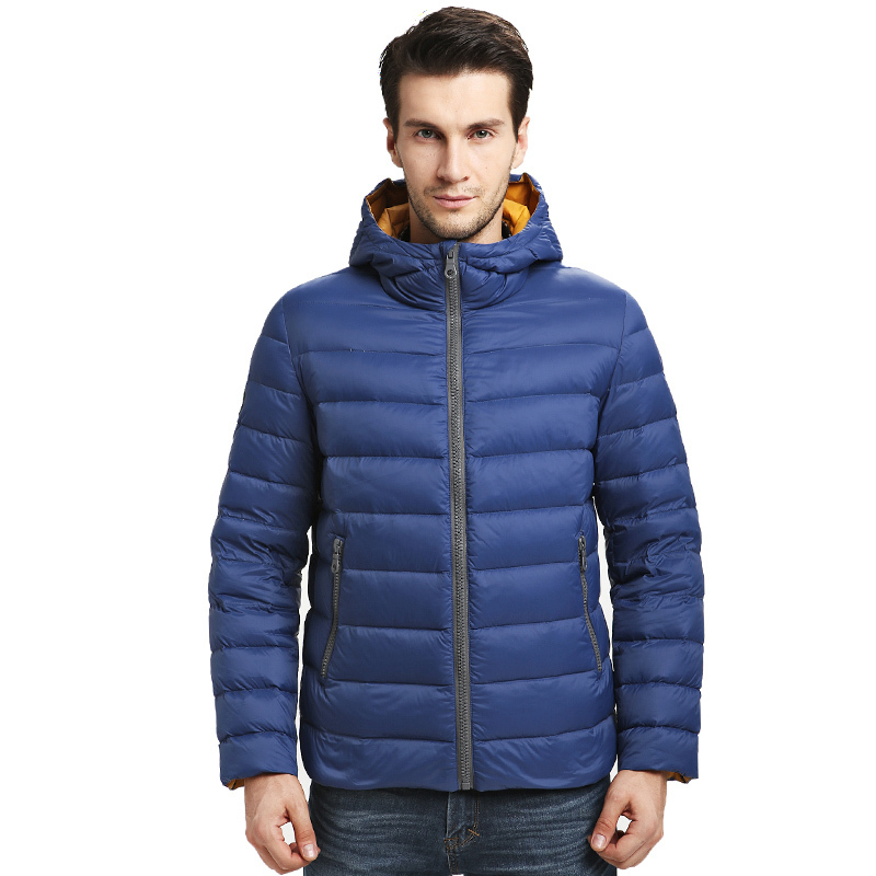 yaloo雅鹿青年时尚保暖羽绒服男短款连帽修身冬装纯色外套男