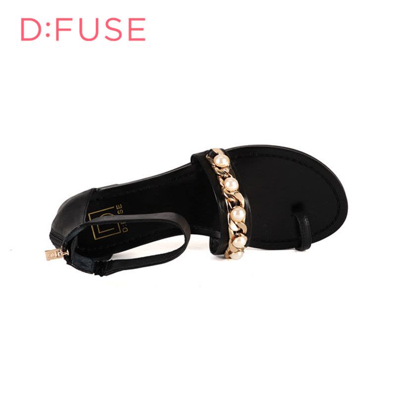 D：Fuse/迪芙斯夏季牛皮套趾平跟简约凉鞋女鞋DF52112012图片
