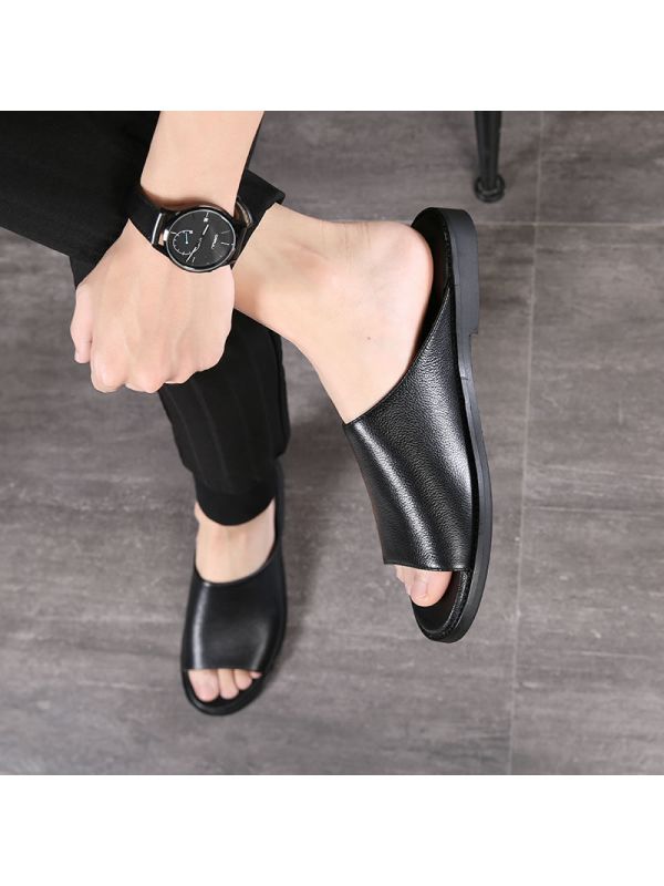 2025新款男鞋真皮夏季男生拖鞋潮真皮休闲沙滩鞋外穿凉鞋