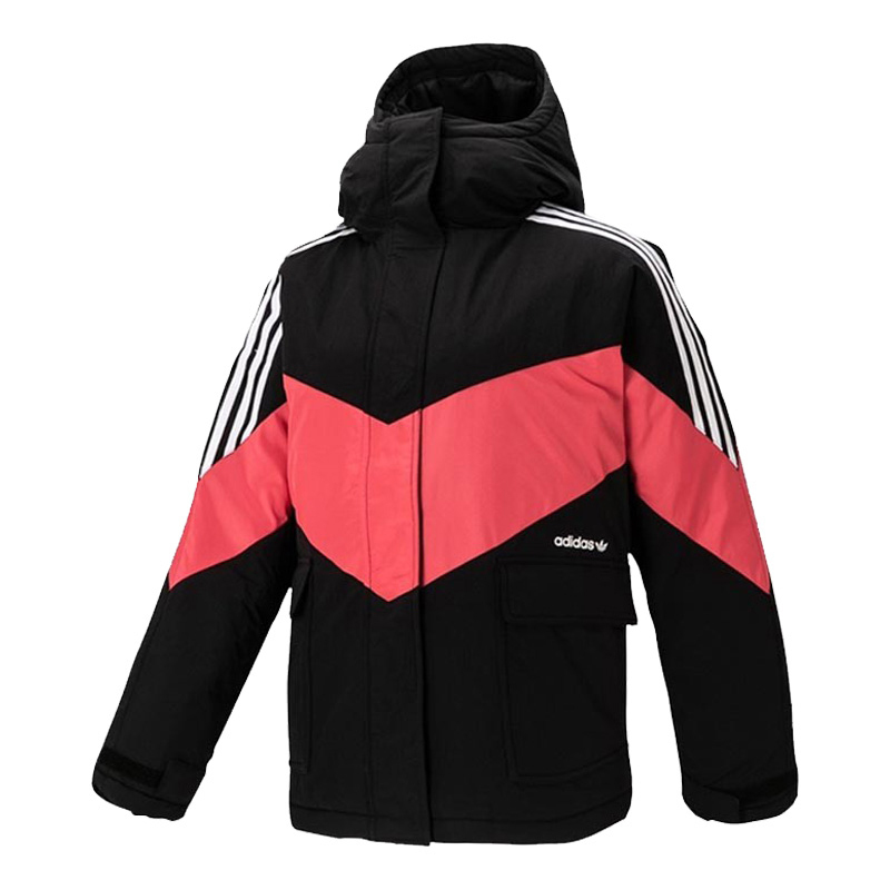 adidas阿迪达斯三叶草女服棉服撞色拼接运动休闲服FQ2414