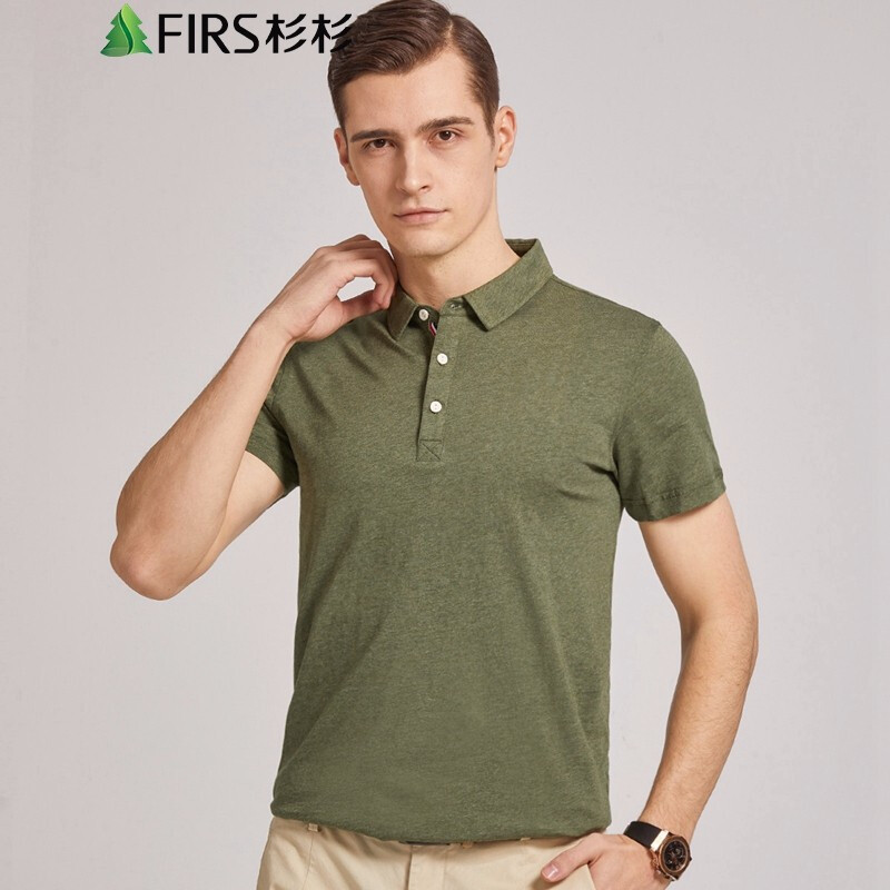 firs杉杉短袖polo衫男夏季男士翻领纯棉t恤纯色透气上衣