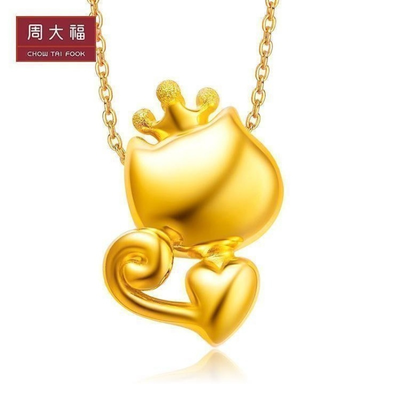 Z周大福珠宝首饰CoCoCat皇冠足金黄金坠R15334