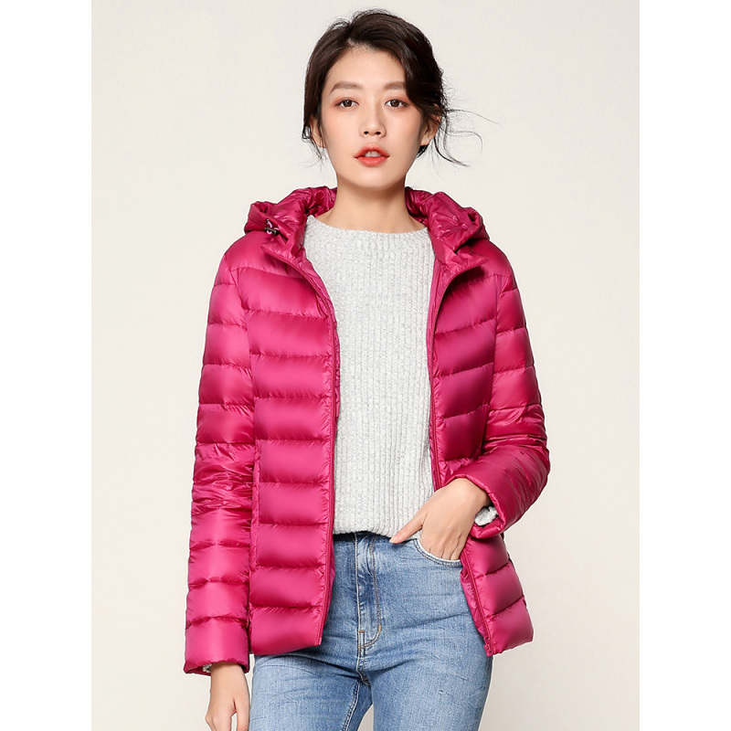 冰洁2018新款冬装个性时尚短款修身连帽时尚轻薄羽绒服女潮J80131012B