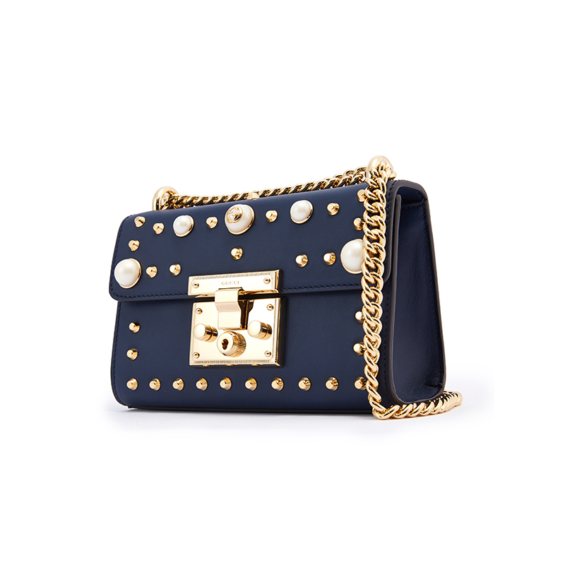 gucci古驰padlock系列饰珍珠肩背包432182