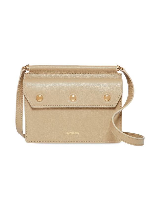 BURBERRY 博柏利 Title 口盖包 单肩包 斜挎包迷你 字母印字标光面皮8014580金扣