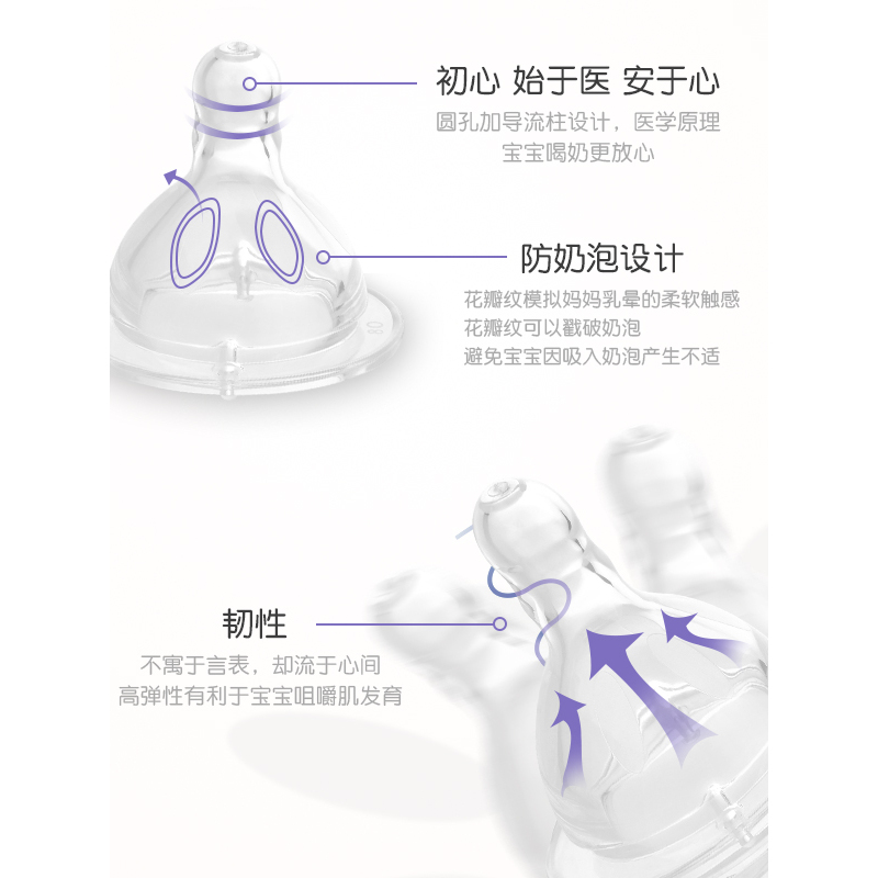 宝贝永恒宽口径两用奶瓶2只+第二代奶嘴圆孔*10