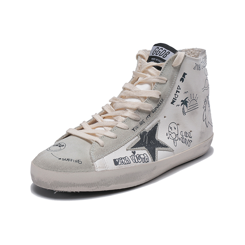 黄金鹅 GOLDEN GOOSE 男士Francy高帮系带休闲运动鞋板鞋脏脏鞋 GMF00113 F002669