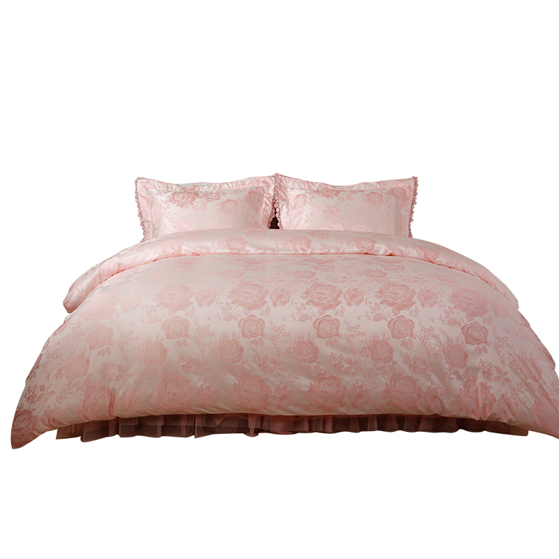 梦洁家纺提花婚庆四件套蕾丝结婚套件被套床单婚庆丝滑套件18米视频