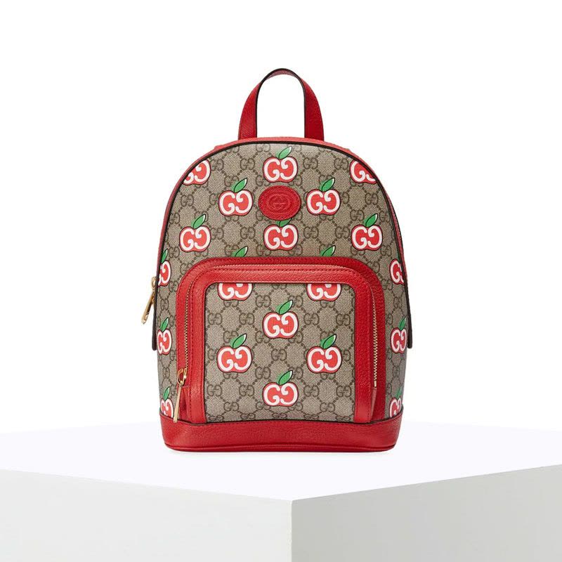 预订 20春夏款 20春夏款 GUCCI 限定款 双G苹果图案 双肩包 22*29*14CM图片