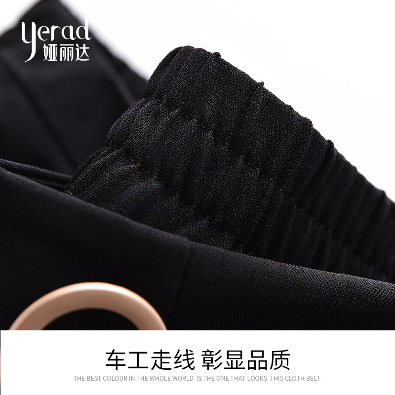 娅丽达2019夏季新款休闲裤子女夏七分宽松哈伦锥形薄款黑色女裤U2826A0