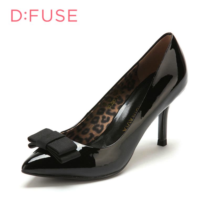 迪芙斯D:FUSE春季漆面牛皮高跟鞋增高蝴蝶结女士DF53113067图片
