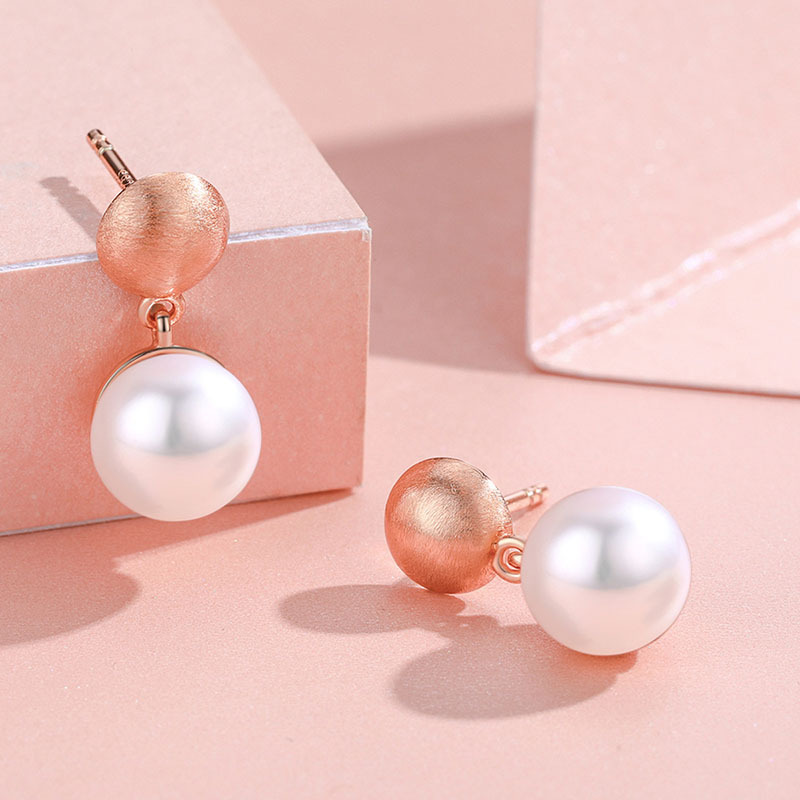 佰色传情纯银高级感耳环女气质网红淡水珍珠耳坠新款潮耳钉