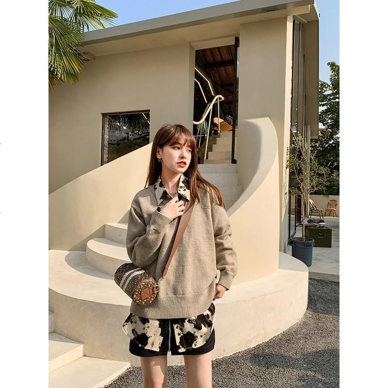OtherMix印花衬衣女复古港味2021春新款长袖衬衫打底上衣初春叠穿