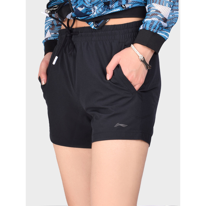 李宁lining短裤女士速干夏季轻薄透气宽松吸湿排汗跑步运动裤aksp044