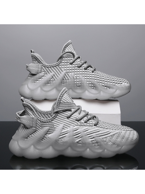 Ceba韩版潮流新款2021夏季男鞋休闲低帮纯色跑步运动鞋飞织透气椰子鞋