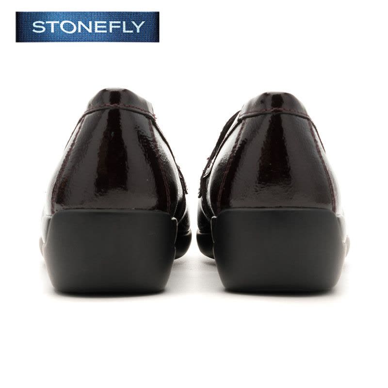 斯通富来STONEFLY漆面牛皮尖头低跟套脚光面秋浅口女鞋SD63117170图片