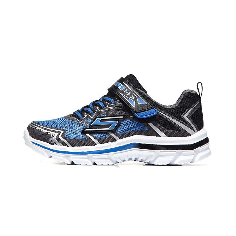 SKECHERS斯凯奇男大小童鞋低帮魔术贴运动休闲鞋95359L 95359L/RYBK宝蓝色+黑色