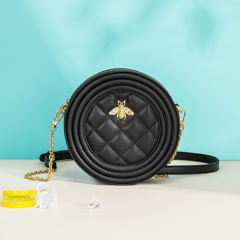 马克华菲牛皮女包圆形包包斜挎包菱形链条包小蜜蜂包包单肩包视频