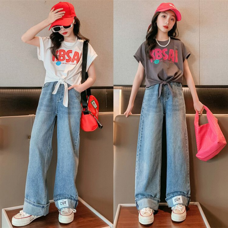 女童夏装套装新款洋气儿童女大童宽松夏季短袖t恤两件套童装