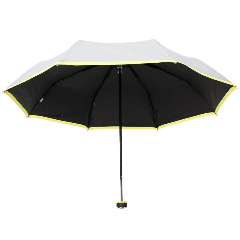 天堂伞 UPF50+双层防晒不沾水三折加固小黑伞晴雨伞太阳伞 84003