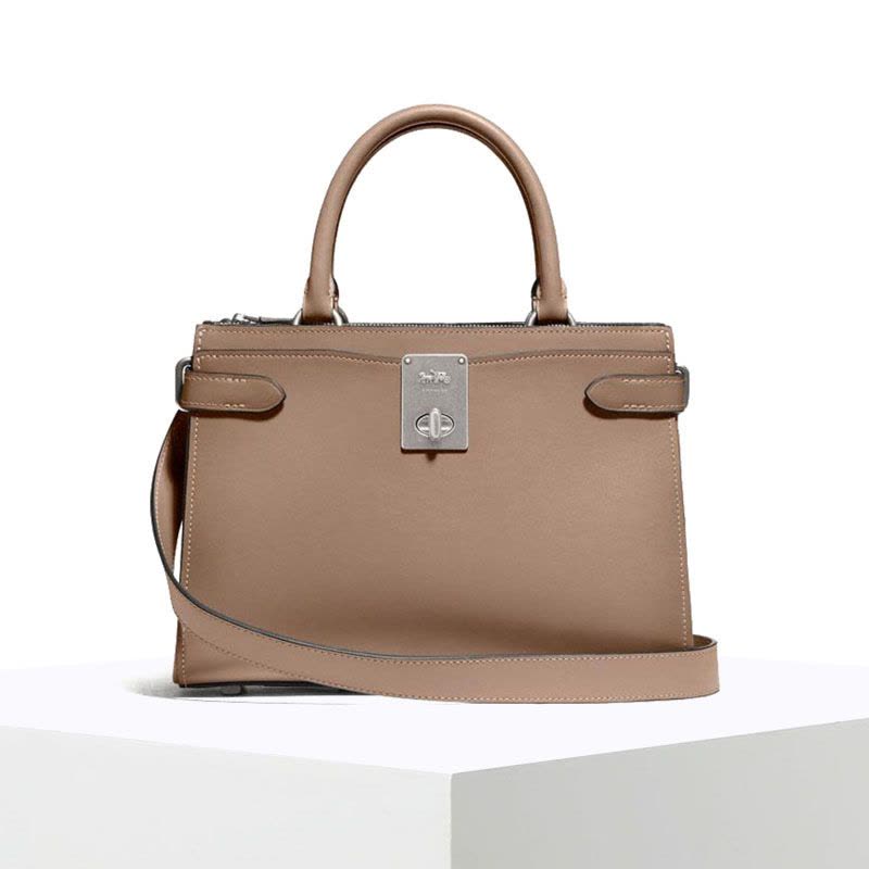 预订COACH HUTTON 手提单肩包 通勤手拎椭圆扣光面皮 608图片