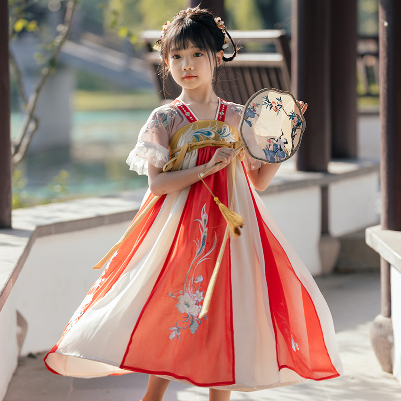 旗铂Qibo翎羽红色汉服中国风唐装超仙春装襦裙古装连衣裙