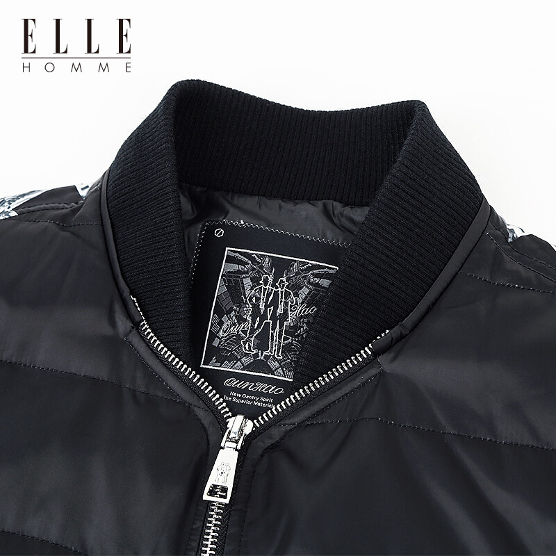ELLEHOMME男装羽绒服男时尚立领纯色修身羽绒外套冬季新款