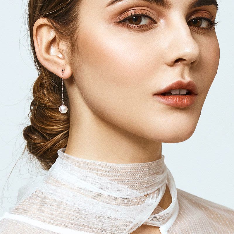 佰色传情淡水珍珠耳环女2019新潮925纯银耳钉韩国简约气质图片