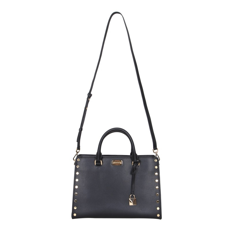 MICHAEL KORS 女士黑色皮质手提包斜跨包30T7GYFS3L BLACK