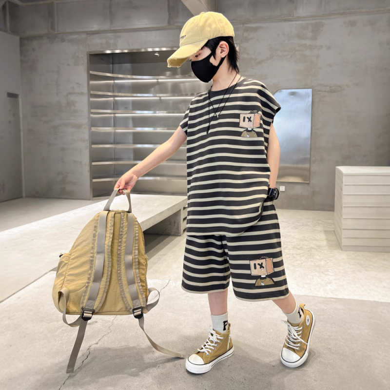 男童背心套装夏季2025新款儿童夏装运动服潮帅气时髦大童夏款衣服