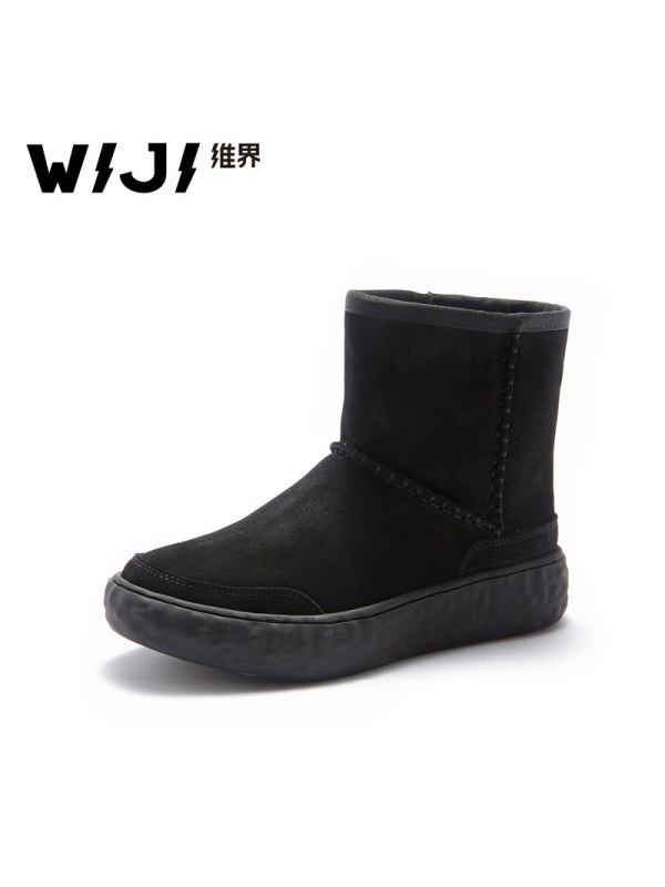 WIJI冬季新款休闲保暖雪地靴个性纯色青春潮流套筒时尚舒适女鞋女