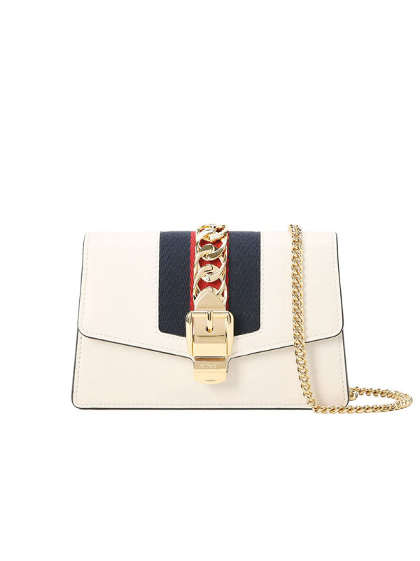 GUCCI 古驰 SYLVIE 女士单肩包 链条包超迷你 锁头粒纹皮494646金扣