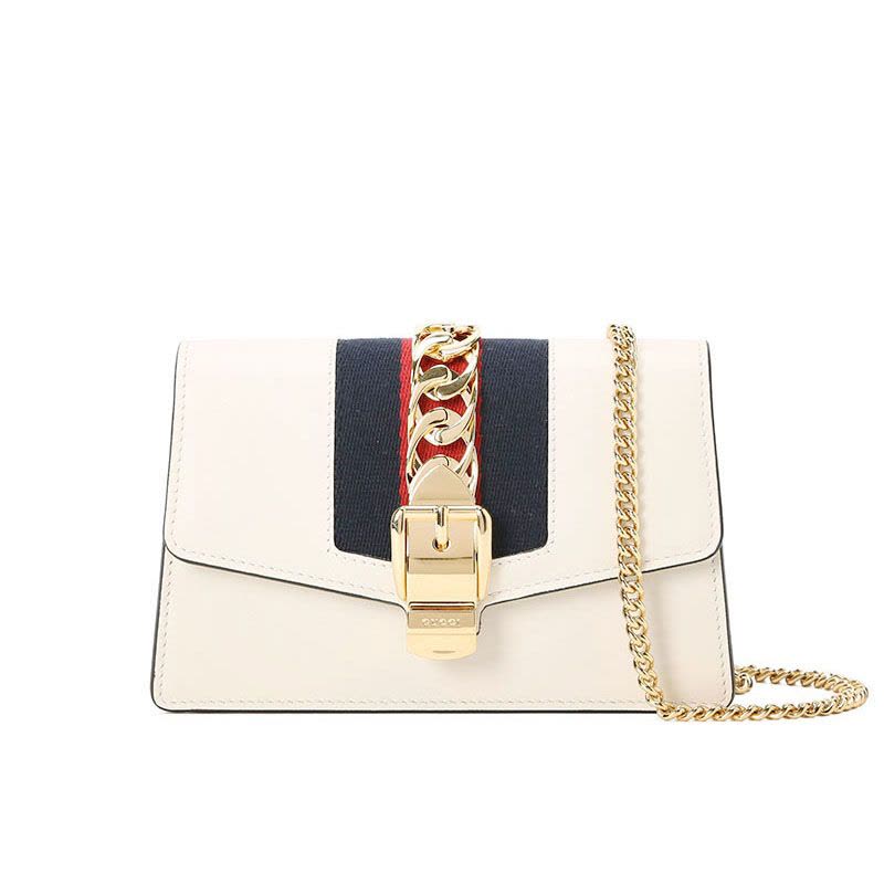 GUCCI 古驰 SYLVIE 女士单肩包 链条包超迷你 锁头粒纹皮494646金扣图片