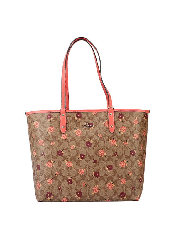 蔻驰coach女包欧美时尚托特包双面PVC手拎敞口单肩手提包 女