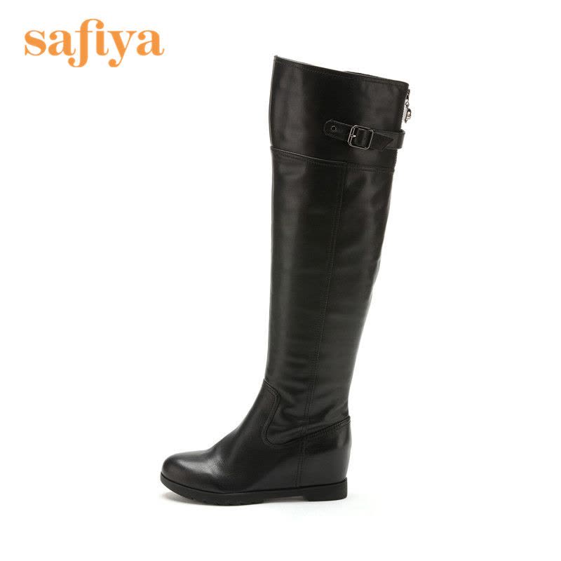 索菲娅Safiya牛皮圆头低跟拉链纯色深口女鞋SF44111902图片