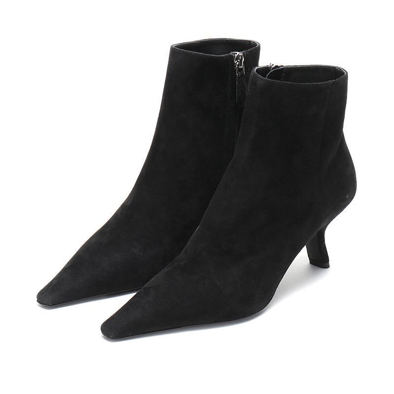 PRADA 普拉达 女士绒面皮革高跟鞋短靴 1T719L 008