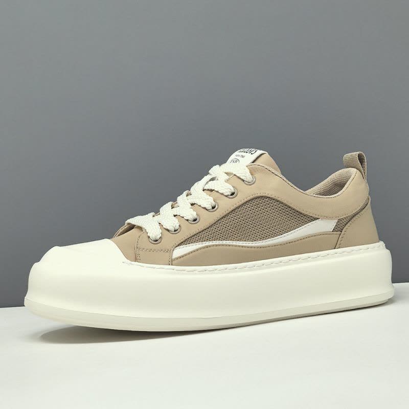 男生夏季透气板鞋男款潮鞋拼色饼干鞋欧洲站男鞋男士增高休闲鞋男图片