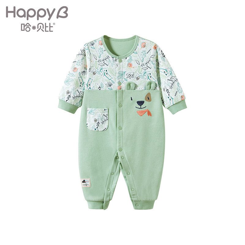 哈贝比（happyB）新生儿连体衣春秋 宝宝爬服初生儿纯棉哈衣 婴幼儿外出服