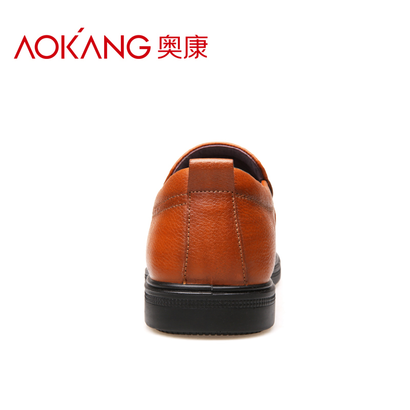 【清仓】奥康男士休闲皮鞋套脚懒人皮鞋一脚蹬驾车软底豆豆鞋